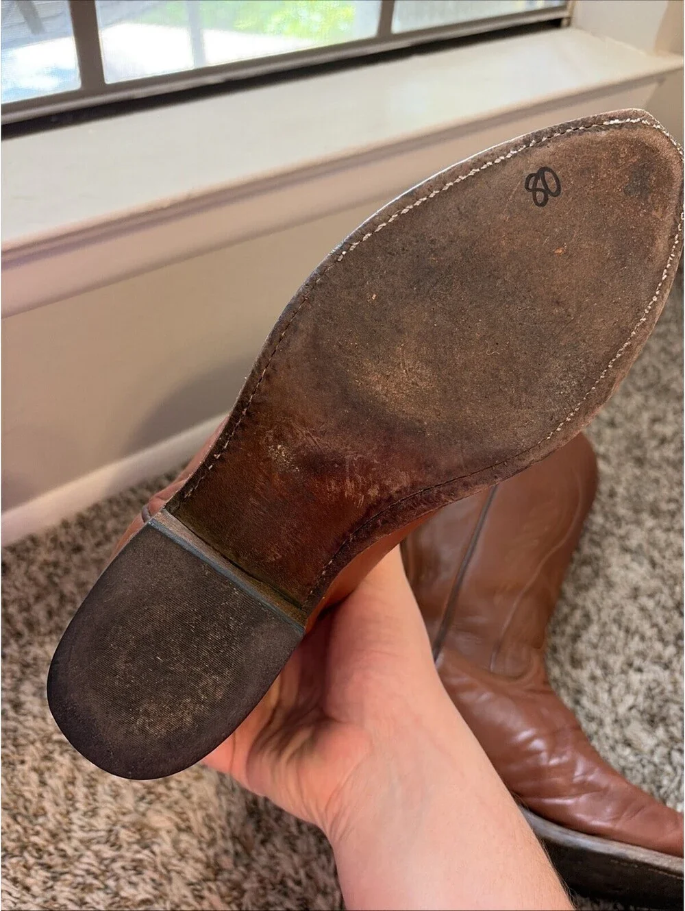 Lucchese Men's Brown Leather Ranch Hand Western Cowboy Boots Pull-On Size 9 D